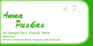 anna puskas business card